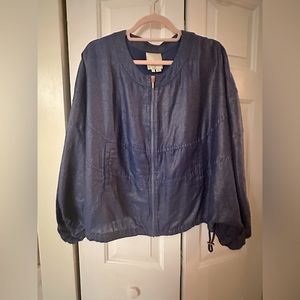 Like-New Anthropologie Elevenses Cropped Shine Zip-Up Jacket - Size M/L